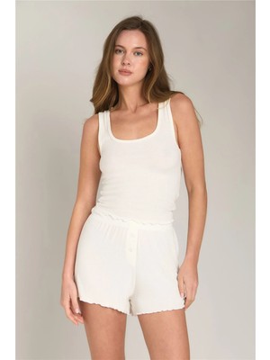 Lovely Things Debra Modal Karışımlı Kaşkorse Atlet Pijama Üstü - Ekru