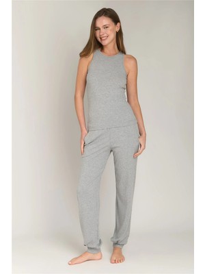 Lovely Things Carol Kaşkorse Atlet Pijama Üstü - Gri Melange