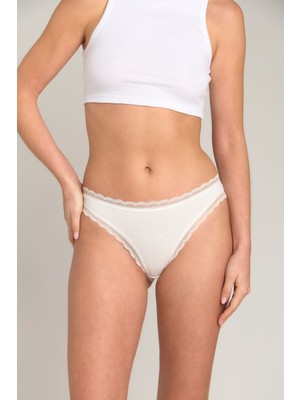Lovely Things Cherıe Modal Karışımlı Dantelli Slip Külot - Ekru