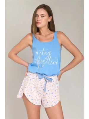 Lovely Things Dream Örme Atlet Şort Set Pijama Takımı - Açık Mavi