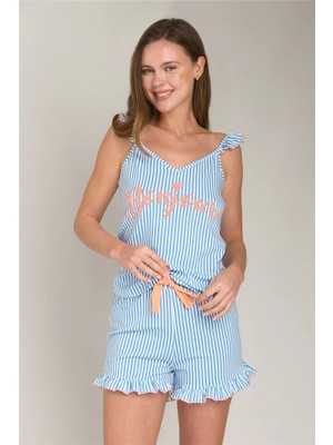 Lovely Things Amber Örme Atlet Şort Set Pijama Takımı - Açık Mavi