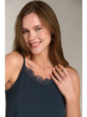 Lovely Things Ella Örme Ip Askılı Atlet Pijama Üstü - Antrasit