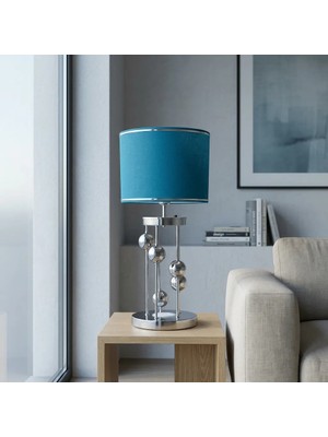Venüs Nova Arcturus Krom Silindir Abajur Mavi Krom Şerit Başlık
