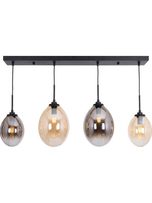 Avonni AV-1959-4Y-BSY Siyah Boya Modern Avize E14 Metal Cam H: 80 Cm, Wxd: 18X80 cm