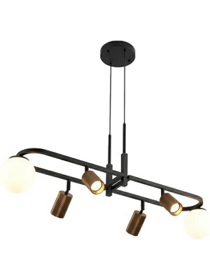 Avonni AV-1950-6Y-BSY Eskitme/siyah Boya/kaplama Modern Avize E27 Metal Cam H: 100 Cm, Wxd: 20X105 cm