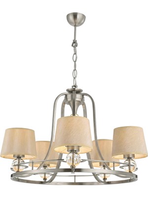 Avonni AV-1597-5NS Nikel Kaplama Modern Avize E27 Metal Cam H: 85 Cm, Ø: 62 cm