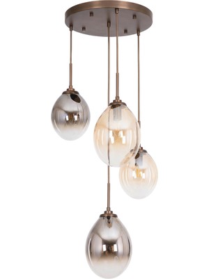 Avonni AV-1959-4ET Eskitme Kaplama Modern Avize E14 Metal Cam H: 100 Cm, Ø: 35 cm