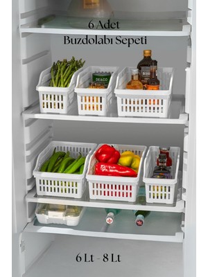 6 Lı Buzdolabı Organizeri Düzenleyici Çok Amaçlı Dolap Düzenleyici Beyaz 12X30X14 cm