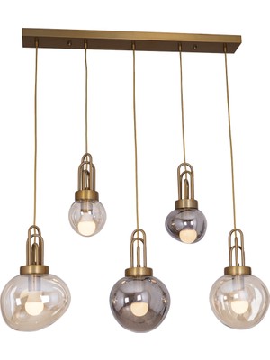 Avonni AV-1927-5EY Eskitme Kaplama Modern Avize E27 Metal Cam H: 120 Cm, Wxd: 22X80 cm