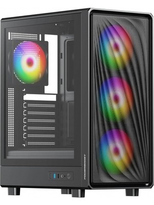 Tuba Toptaş Powerboost PB-A5065B 650W 80+ Bronze Mesh Ön Panel 4xargb Fan+Usb3.0 Gamıng Atx Kasa Sıyah