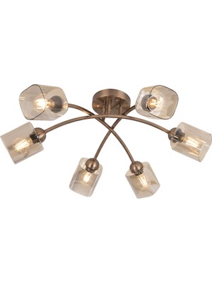 Avonni AR-1930-6E Eskitme Kaplama Modern Avize E27 Metal Cam H: 28 Cm, Ø: 40 cm