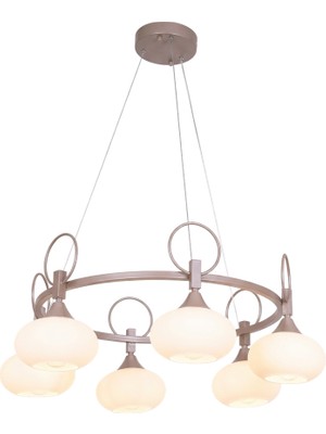 Avonni AV-1957-6CP Cappucino Kaplama Modern Avize E27 Metal Cam H: 100 Cm, Ø: 75 cm