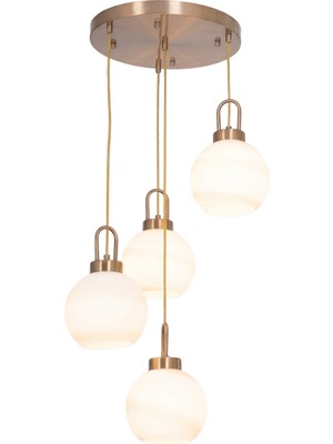 Avonni AV-1956-4ET Eskitme Kaplama Modern Avize E27 Metal Cam H: 100 Cm, Ø: 35 cm