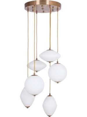 Avonni AV-1954-6ET Eskitme Kaplama Modern Avize LED Metal Cam H: 90 Cm, Ø: 50 cm