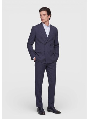 Ramsey Açık Lacivert Düz Zeroweight Slim Fit İpek Karışımlı Takım Elbise