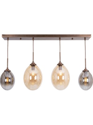 Avonni AV-1959-4EY Eskitme Kaplama Modern Avize E14 Metal Cam H: 80 Cm, Wxd: 18X80 cm