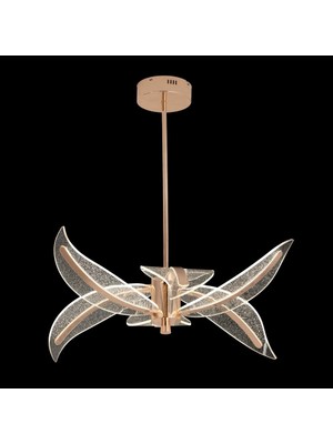 Avonni AV-55000-6S Sarı Kaplama Klasik Avize LED Metal Pleksi H: 35 Cm, Ø: 70 cm