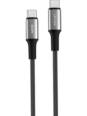 Lenyes LC559 Type-C To Type-C Pd Örgülü Hızlı Şarj Özellikli Data ve Şarj Kablosu 60W 1m Siyah