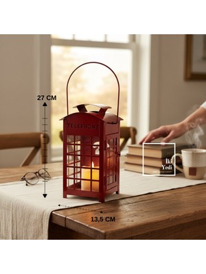 İki Yedi Konsept Narrey Kırmızı Işığın Hikâyesi Londra Telefon Kulübesi Fener Mumluk Kandil Nostaljik Dekor Ev Ofis