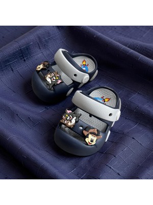 Akınalbella Çocuk Lacivert  Stickerslı Hafif Taban Terlik Sandalet