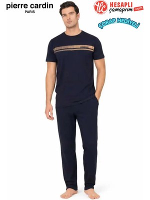 Pierre Cardin Paris Premium Erkek Kısa Kollu %100 Pamuklu Rahat Kalıp Pijama Takım