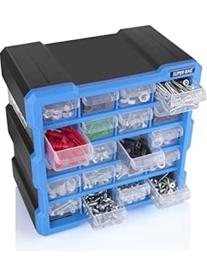 Super Bag Mono Blok Çekmece Seti 20'li Organizer Seti Monoblok Çekmece Vida Dübel Kutusu Takı Kutusu ASR6006