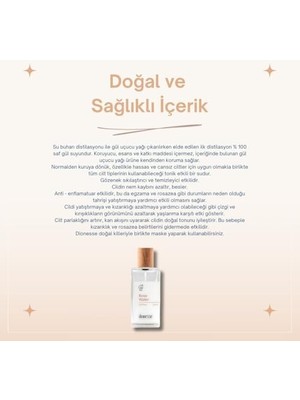 Saf Gül Suyu 100 ml - 100% Doğal Yüz Toniği, Gül Suyu ile Gözenek Sıkılaştırıcı ve Nemlendirici Bakım