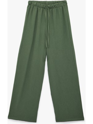 Koton Pamuklu Beli Bağlamalı Geniş Paça Müslin Pantolon