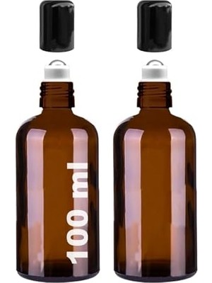 100 ml Çelik Roll On Şişesi 100 cc Sızdırmaz Siyah Kapaklı Cam Şişe 2 Adet (, 100)
