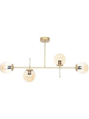 Fer Avize Çello Modern Lüks Tasarım Renk Bal Camlı Tavan Yemek Masası Üstü -Salon 4 Lü Avize