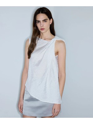 İpekyol Asimetrik Burgulu Çizgili Bluz IS1260006175002