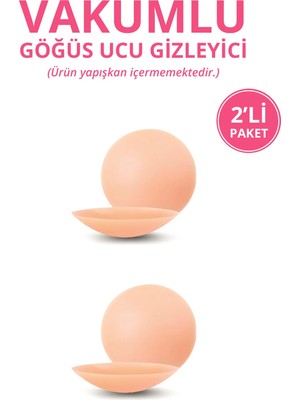 Cottonhill Ten Vakumlu Yapışkansız Göğüs Ucu Kapatıcı, Meme Ucu Kapatıcı 2'li Paket