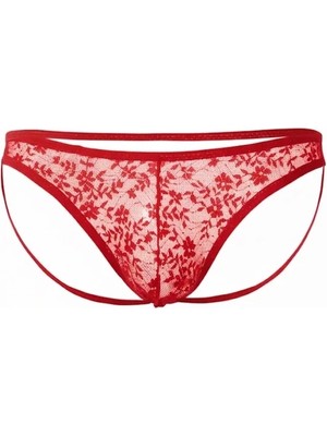 Moda Şahsenem Seksi Dantelli Arkası Açık Seksi Kırmızı Erkek Külot