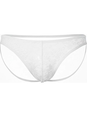 Moda Şahsenem Seksi Dantelli Arkası Açık Seksi Beyaz Erkek Külot