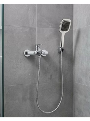 Nemere İthalat Siyah Duş Seti El Duşu Başlığı Spiral Hortum Dayanıklı Banyo Duş Aksesuarı Nemere Ithalat