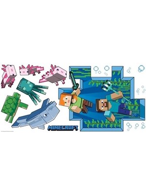 RMK5005GM Minecraft Dev Soy ve Yapıştır Duvar Çıkartması, Mavi, Pembe, Yeşil
