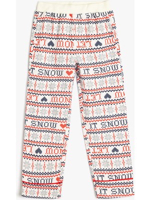 Koton Yılbaşı Desenli Beli Lastikli Pamuklu Pijama Altı