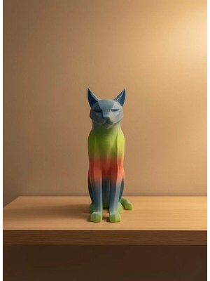 Nemere İthalat Açık Rainbow Kedi Biblo Modern Salon ve Raf Dekoru Nemere Ithalat