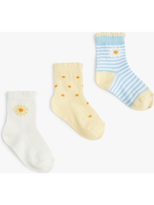 Koton Çok Renkli Çiçekli 3'lü Çorap