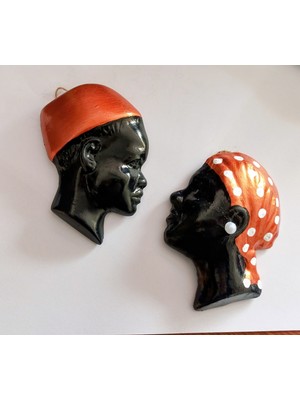 Retro Ruhu 1980 Ler Aşuk ile Maşuk El Emeği Duvar Dekorasyon Süsü Bakır Renginde