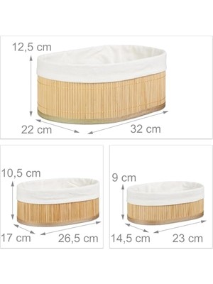 3'lü Bambu Sepet Seti: Çok Amaçlı Ekmek Sepeti ve Banyo Mutfak Organizeri (Oval)