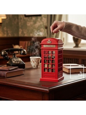 İki Yedi Konsept Oparsh Retro Hatıra Bankası Ahşap Kumbara Nostaljik Telefon Kulübesi Dekoratif Para Biriktirme Obje