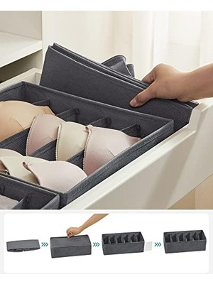 Iç Giyim Düzenleyici 8'li Set, Çekmece Düzenleyici, Katlanabilir, Düzenleyici, Saklama Kutusu Dolabı, Kumaş Kutuları Saklama, Sütyen, Çorap, Kravat, Gri RUS08GY