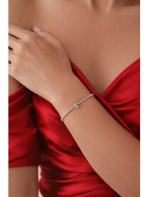 Livaz Accessories Çelik Kadın Zirkon Taşlı E Harf Bileklik