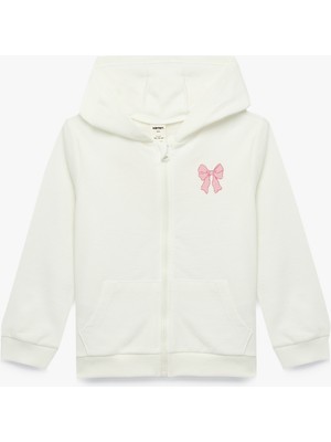 Koton Fiyonk Detaylı Uzun Kollu Kapşonlu Pamuklu Şardonlu Fermuarlı Sweatshirt
