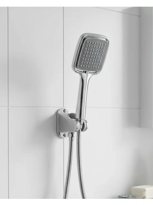 Nemere İthalat Siyah Duş Seti El Duşu Başlığı Spiral Hortum ve Duvar Askısı Banyo Duş Seti Nemere Ithalat