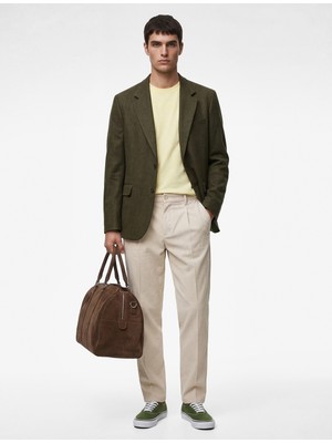 Koton Viskon Karışımlı Düğmeli Cepli Pileli Kumaş Pantolon