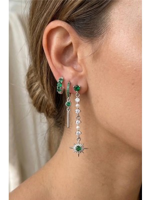 Petek Aksesuar 3 Adet Ysx Zirkon Kutup Yıldızı Küpe Set