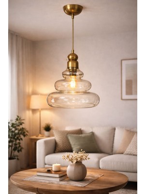 Mars Concept Modern Cam Sarkıt Avize – Şeffaf 3 Katlı Dekoratif Eskitme Cam Tavan Aydınlatması