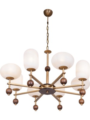 Avonni AV-1949-8E Eskitme Kaplama Modern Avize E27 Metal Cam H: 80 Cm, Ø: 70 cm